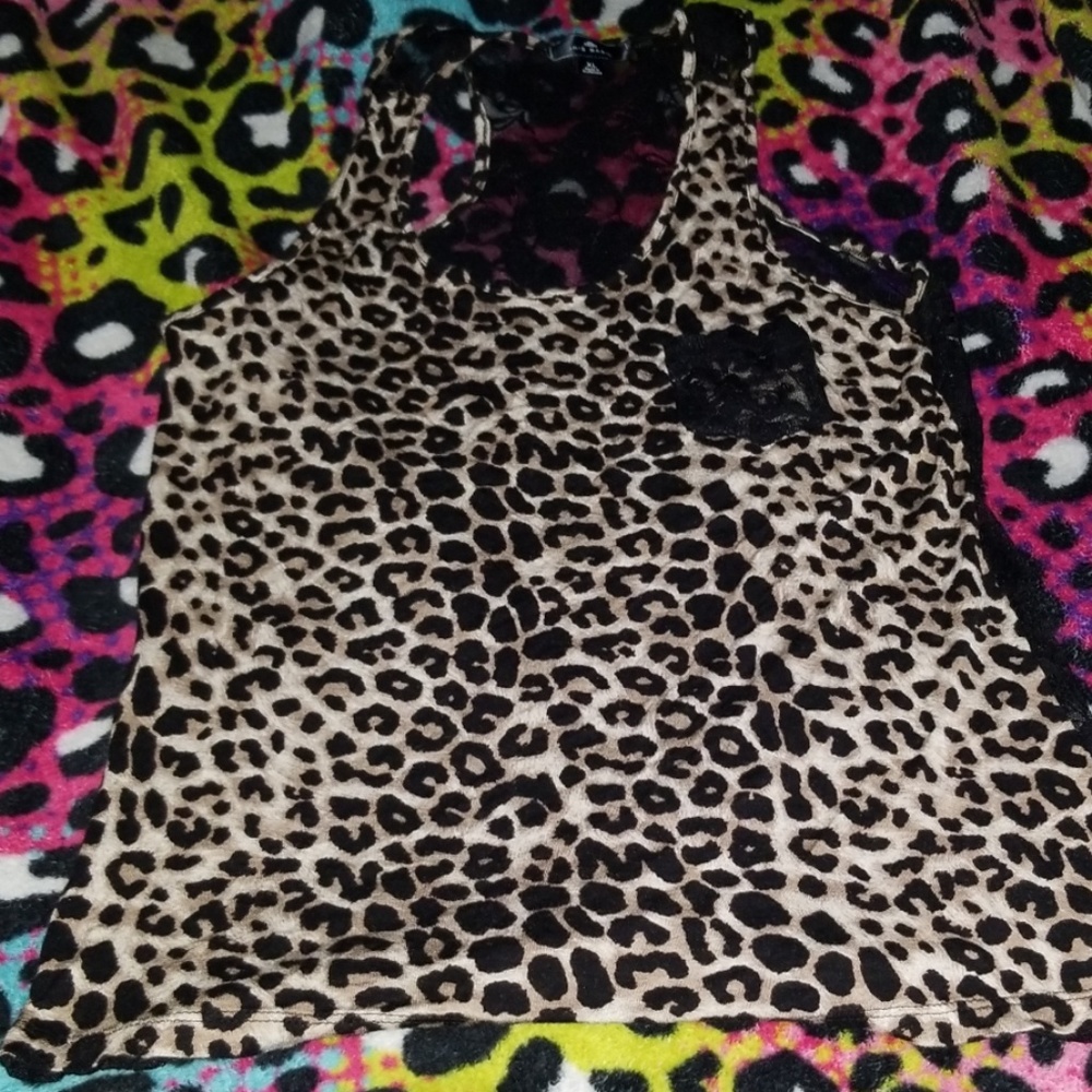 Leopard cheetah print lace racer back XL
